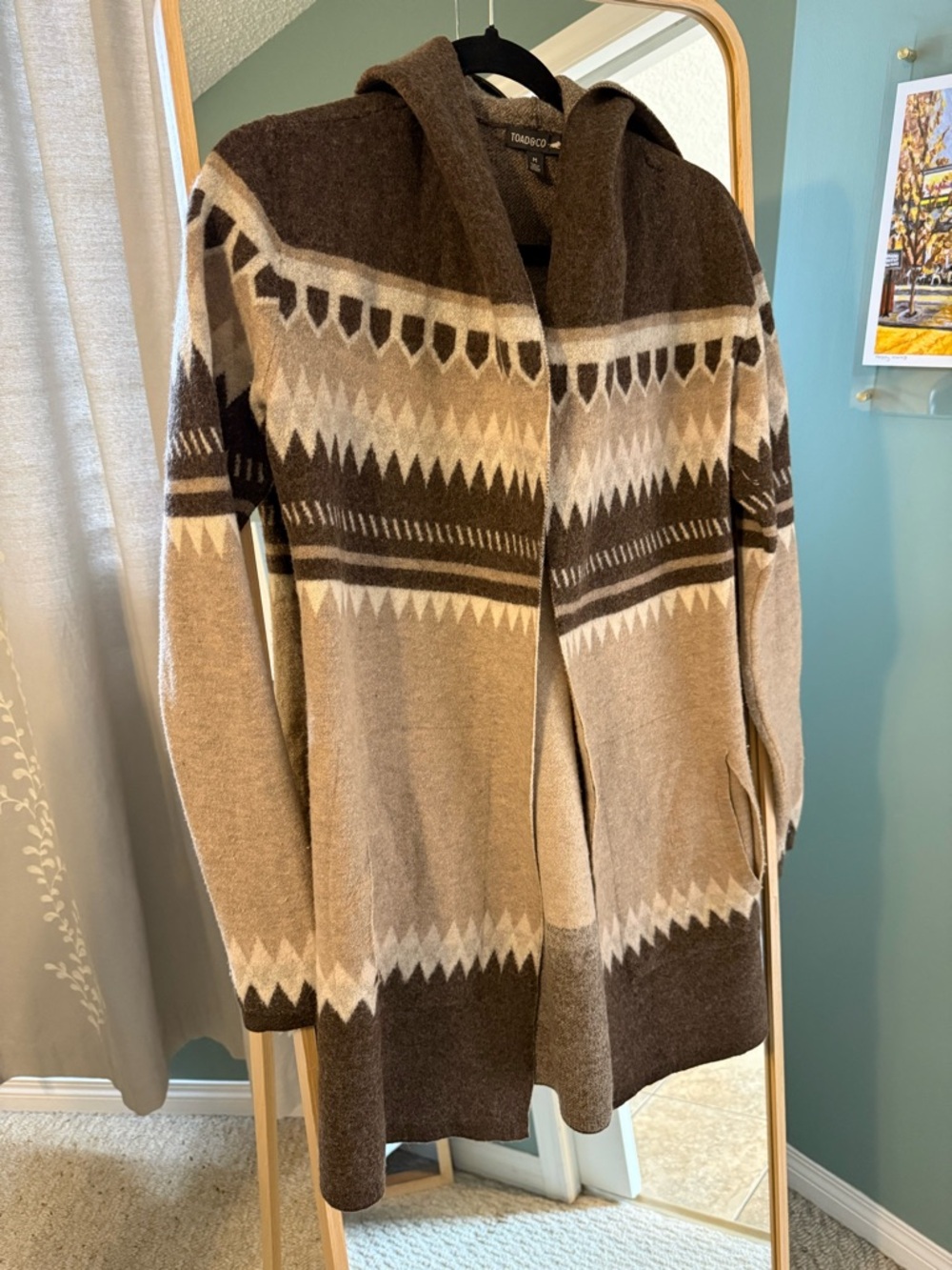 Toad&Co Brown & Cream Aztec Hooded Cardigan